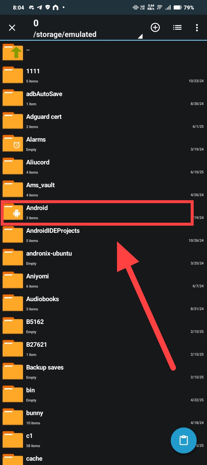 Navigating to the Android folder
