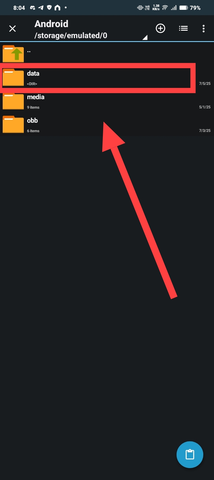Navigating to the data folder