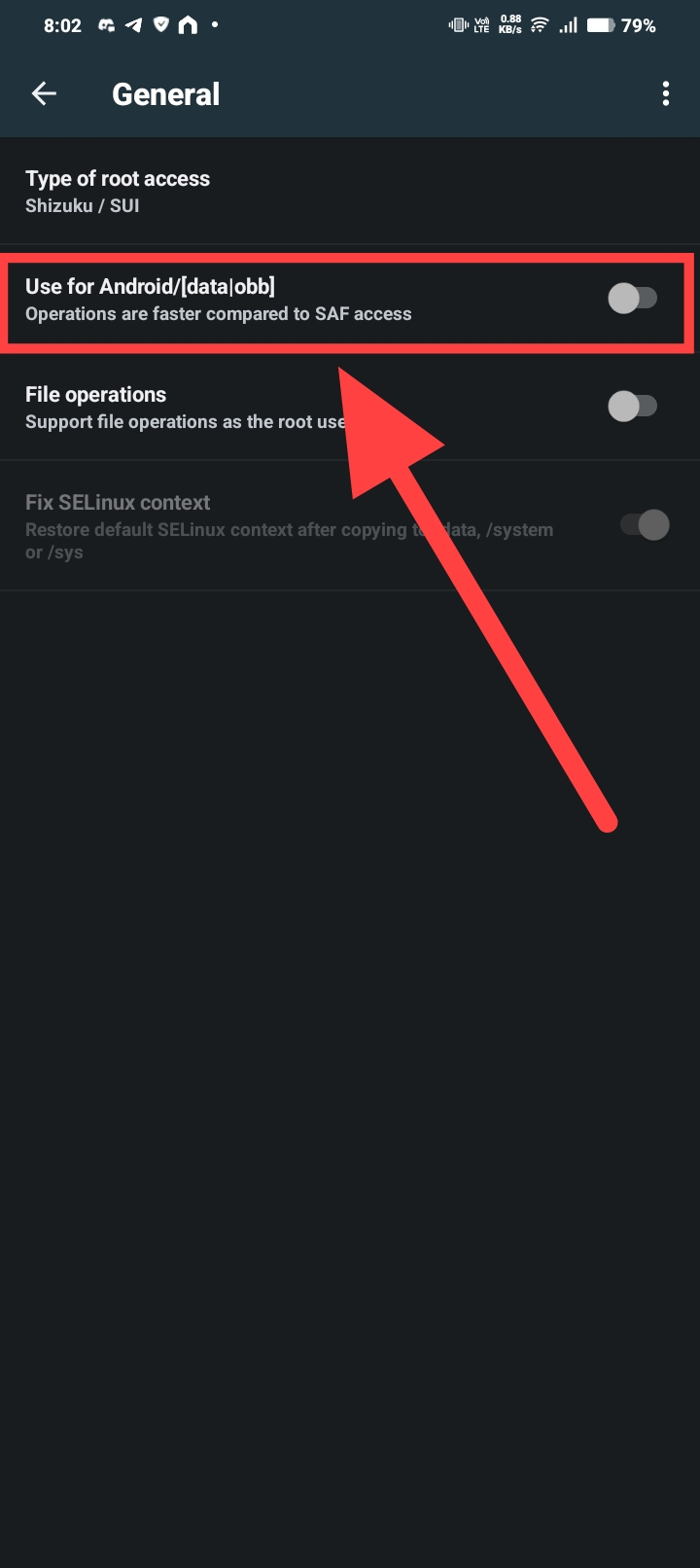 Enable 'Use for data' option