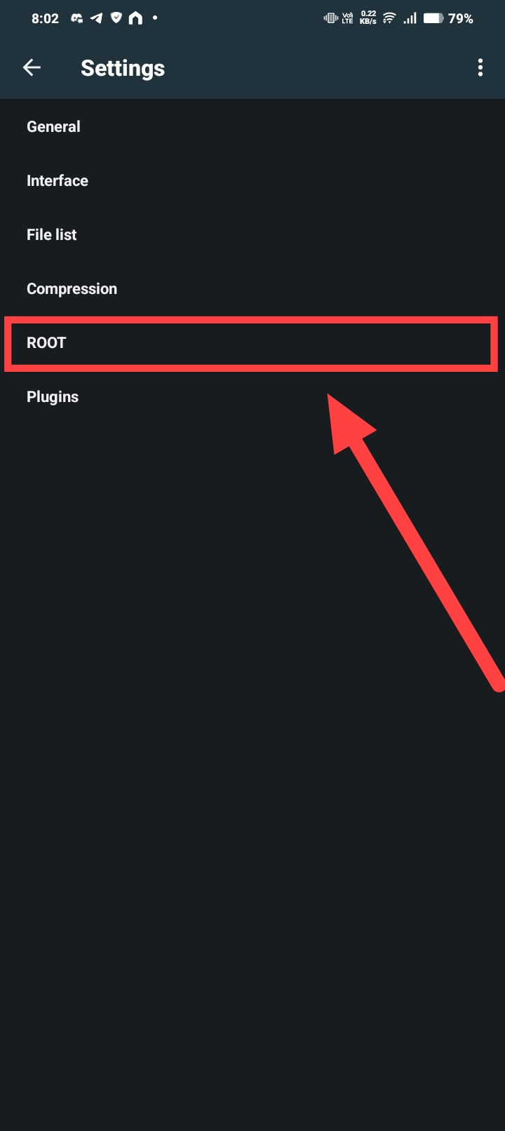 ROOT option in settings